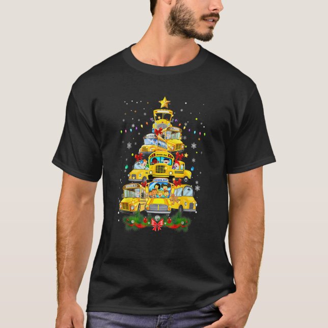 Camiseta School Bus Christmas Tree Ornament Xmas School Bus (Frente)