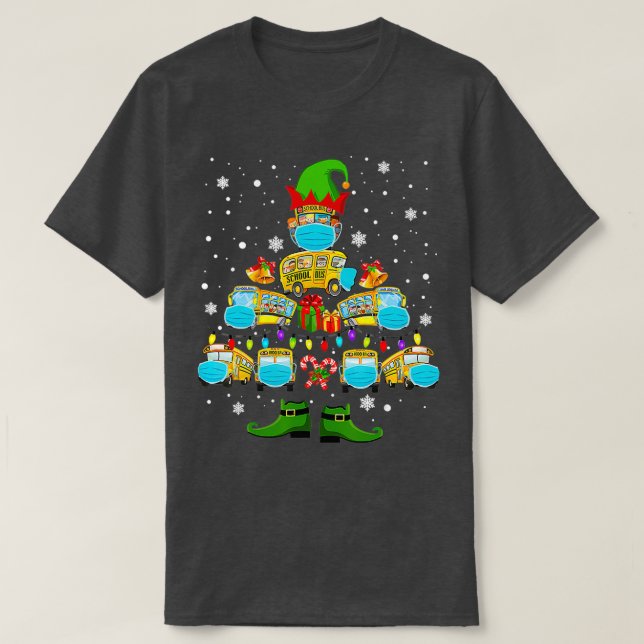 Camiseta School Bus Driver Christmas Tree Funny (Frente do Design)
