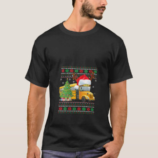 Camiseta School Bus Driver Reindeer Santa Hat Ugly Christma