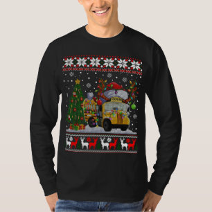 Camiseta School Bus Driver Reindeer Santa Hat Ugly Christma