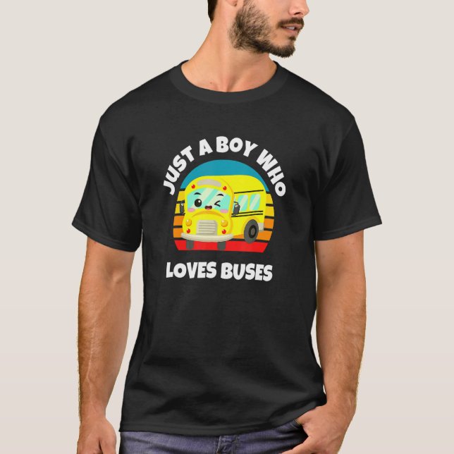 Camiseta School Bus  Just A Boy Who Loves Buses 4 (Frente)