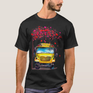 Camiseta School Bus Valentine With Tree Heart School Bus Dr