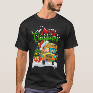 Camiseta School Bus   Xmas Decorations Santa School Bus Chr
