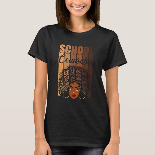 Camiseta School Counselor Black History Apparel Afro Melani (Frente)
