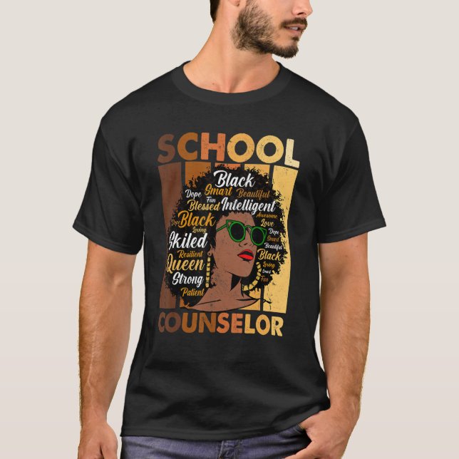 Camiseta School Counselor Black History Month Afro Melanin  (Frente)