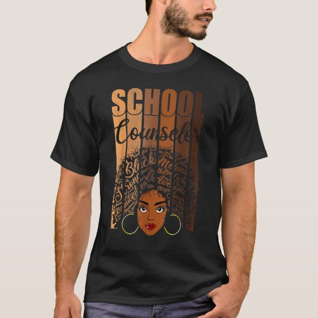 Camiseta School Counselor Black History Queen Melanin Afric (Frente)