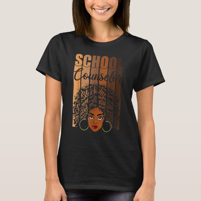 Camiseta School Counselor Black History Queen Melanin Afric (Frente)
