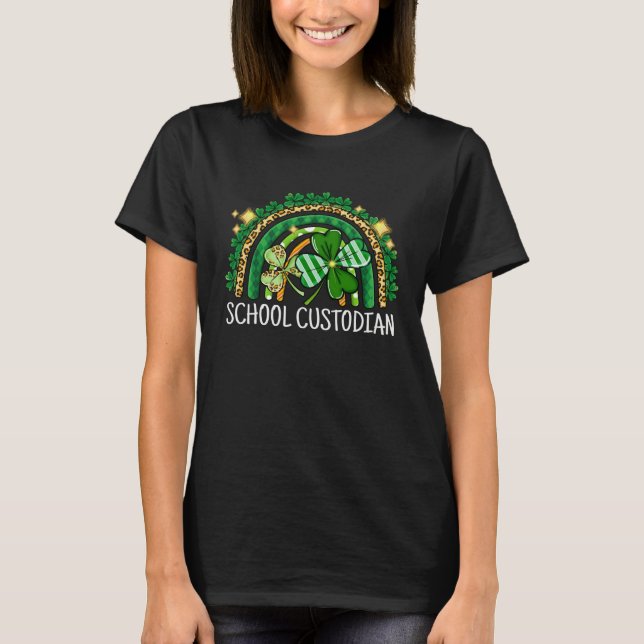 Camiseta School Custodian Rainbow Lucky St Patrick's Day Sc (Frente)