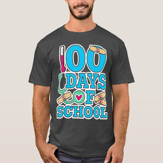 Camiseta School Nurse 100 Days of School (Frente)