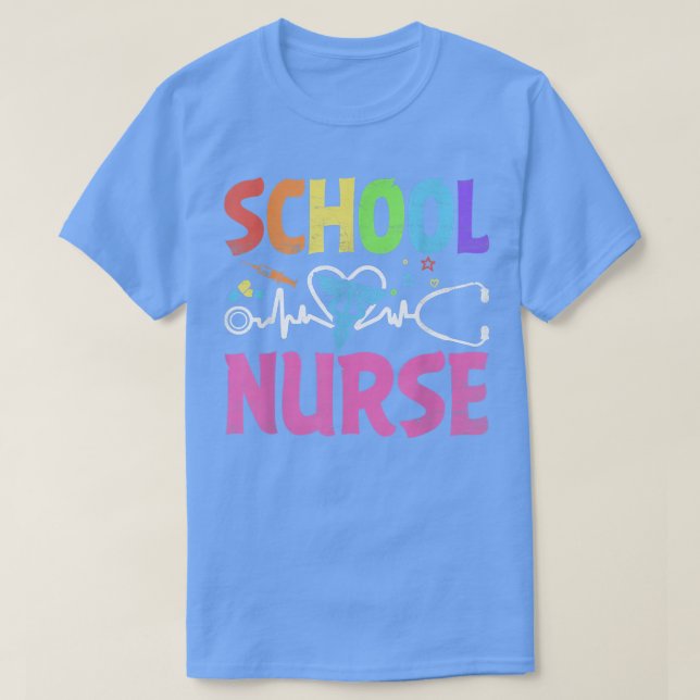 Camiseta School Nurse Back to School Women Cute Nurses Day  (Frente do Design)