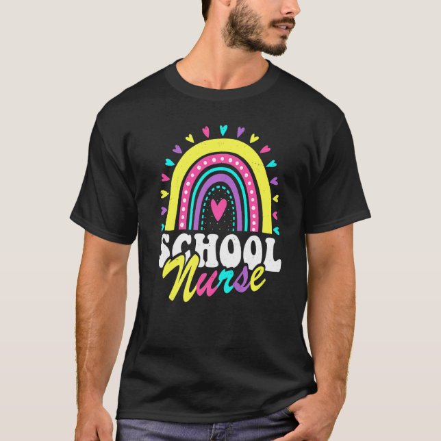 Camiseta School Nurse Rainbow Back To School Women Cute Nur (Frente)