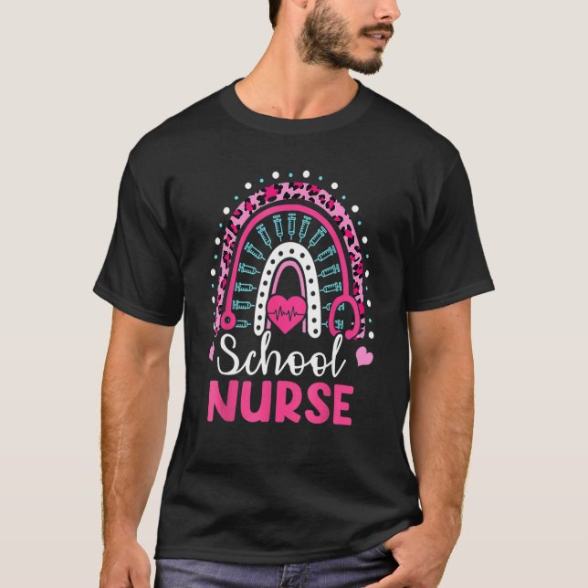 Camiseta School Nurse Rainbow Happy 100th Day Nursing 100 D (Frente)