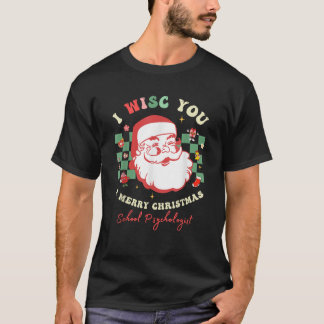 Camiseta School Psychologist Christmas WISC Retro Groovy Xm
