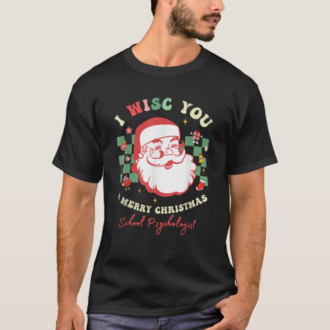 Camiseta School Psychologist Christmas WISC Retro Groovy Xm (Frente)