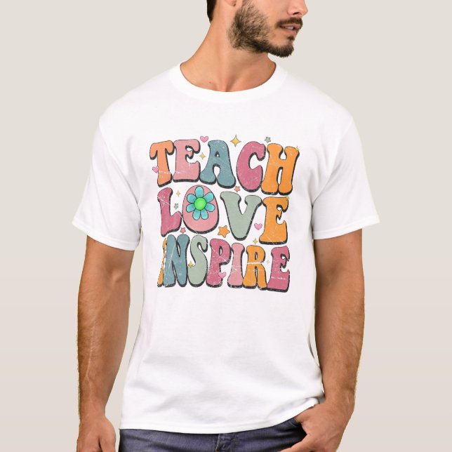 Camiseta School Teach Love Inspire Retro (Frente)