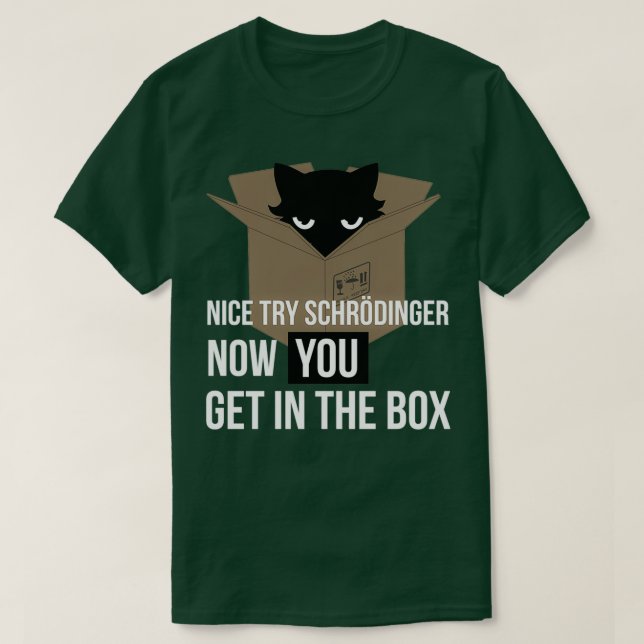 Camiseta Schrodinger S Cat Mecânica Quântica Ciência da Fís (Frente do Design)