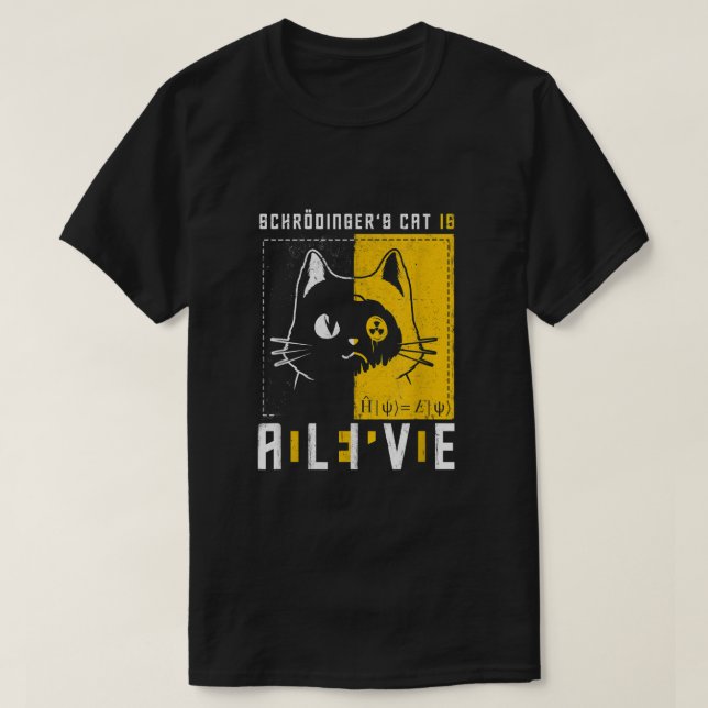 Camiseta Schrodingers Cat É Física Quântica Morto E Viva (Frente do Design)