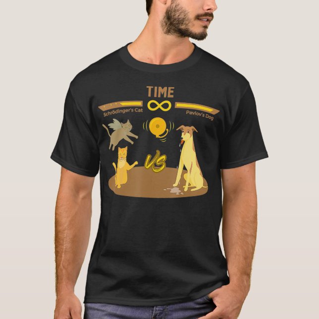 Camiseta Schrodingers Cat VS Pavlovs Cachorro Jogo Engraçad (Frente)