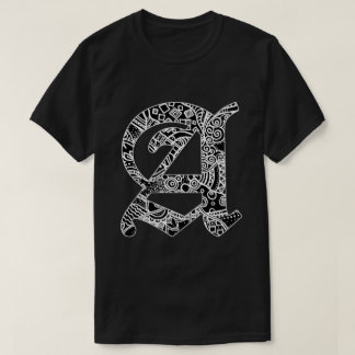 Camiseta Schwarze Buchstabe "A" im gotischen Stil