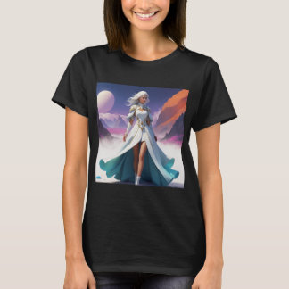 Camiseta Sci-Fi Fantasy Art | Heroína nas Paisagens Surreai