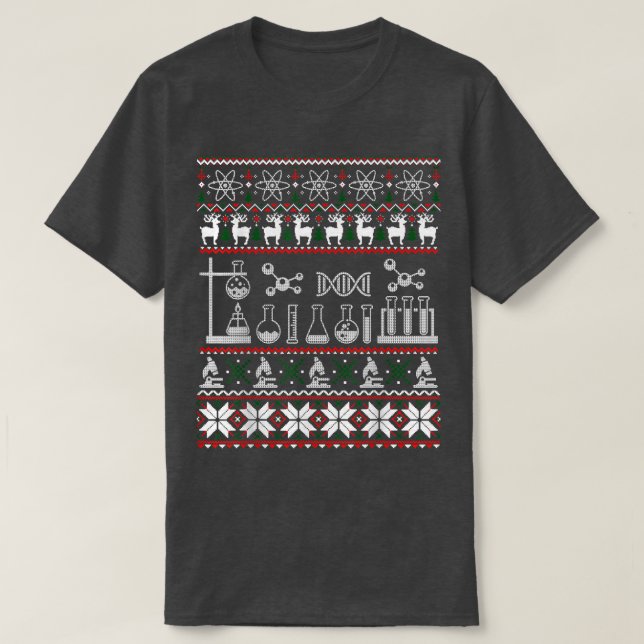 Camiseta Science Medical Lab Ugly Christmas Sweater Chemist (Frente do Design)