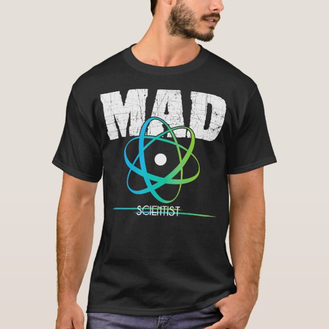 Camiseta Science Nerd Geek Mad Scientist Atom Design (Frente)