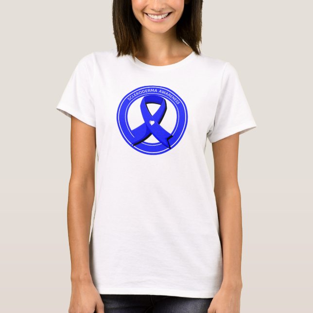 Camiseta Scleroderma Sensibilização Blue Fita Coração Branc (Frente)