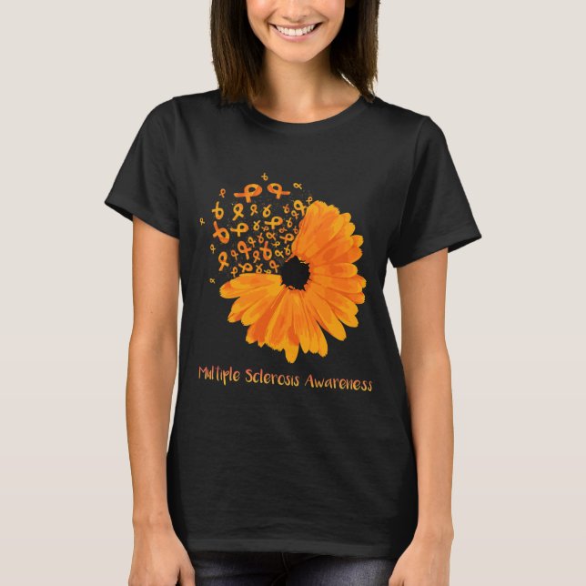 Camiseta Sclerose Sensibilização Flor de Fita Esperança (Frente)