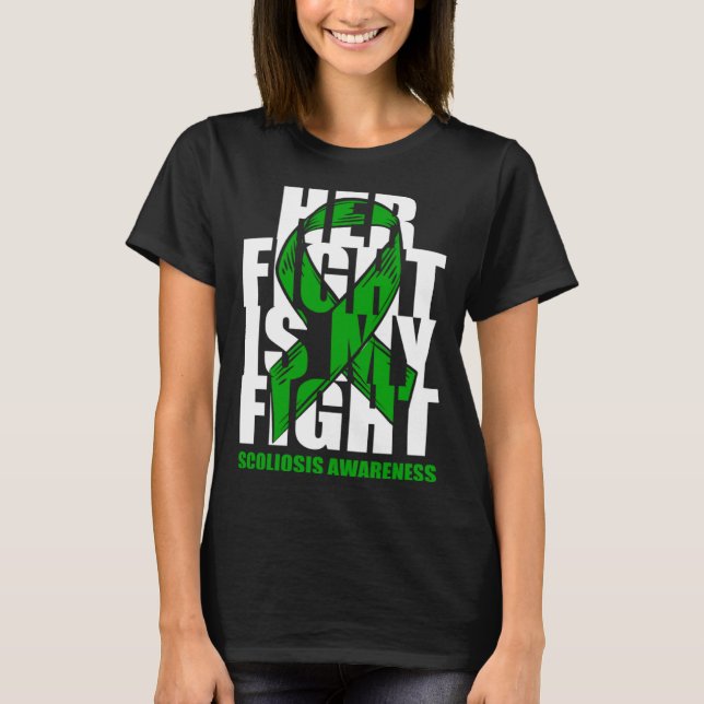 Camiseta Scoliosis Awareness Month June Green Ribbon Her Fi (Frente)