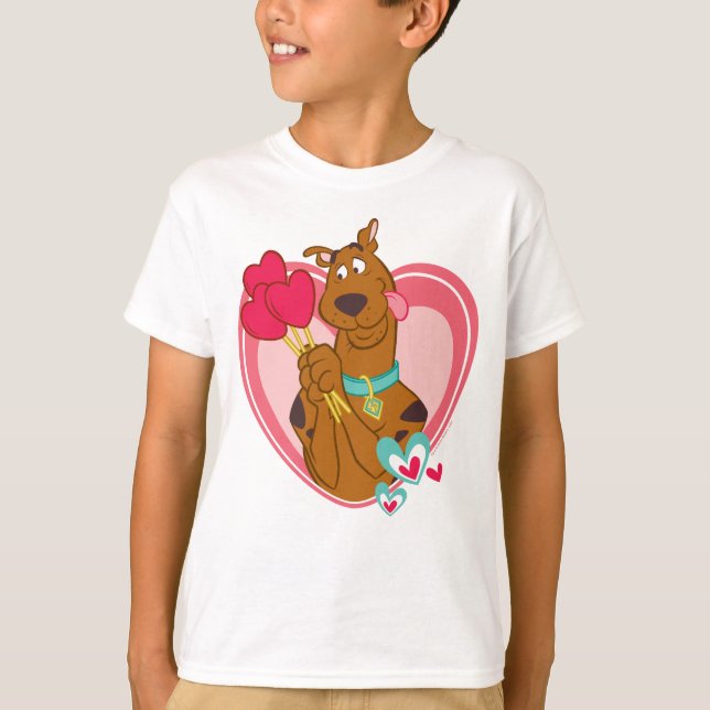 Camiseta Scooby-Doo Holding Heart Lolipops (Frente)