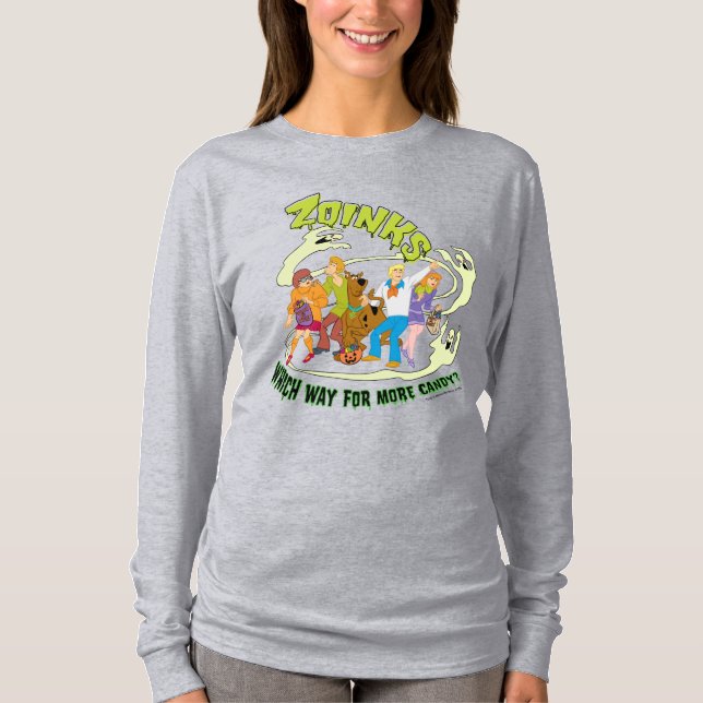 Camiseta Scooby-Doo| Zoinks Qual o caminho para mais doces? (Frente)