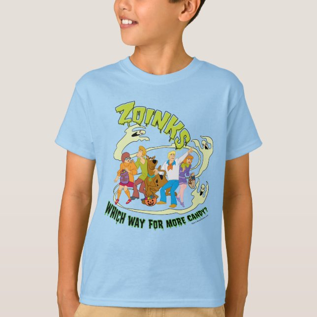 Camiseta Scooby-Doo | Zoinks Which Way for More Candy? (Frente)