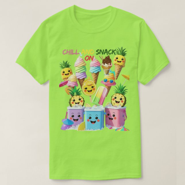 Camiseta Scoop, Sip, Smile – Summer Treats Tee (Frente do Design)