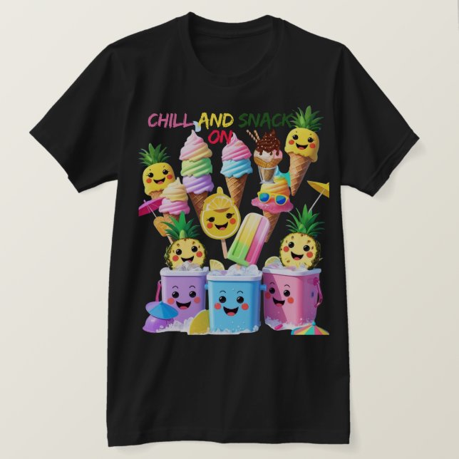 Camiseta Scoop, Sip, Smile – Summer Treats Tee (Frente do Design)