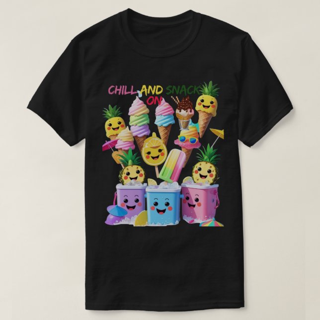 Camiseta Scoop, Sip, Smile – Summer Treats Tee (Frente do Design)