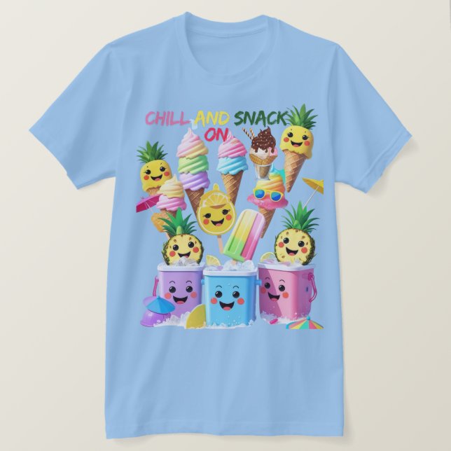 Camiseta Scoop, Sip, Smile – Summer Treats Tee (Frente do Design)