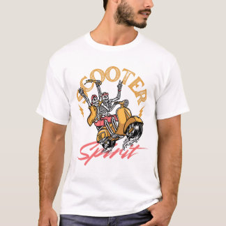Camiseta Scooter Spirit – Retro Skeleton Rider Design