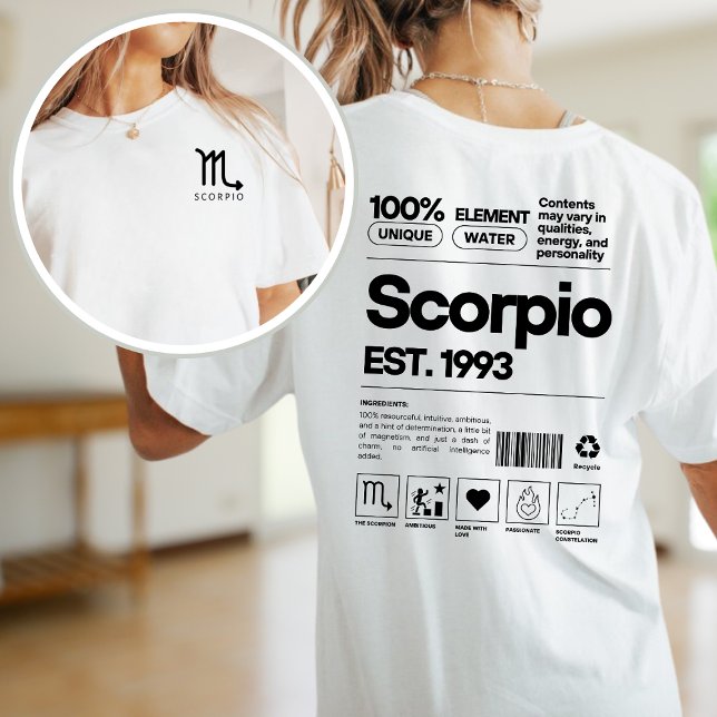 Camiseta Scorpio Custom Zodiac Astrology Astrologia no Bras (Criador carregado)