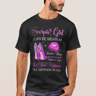 Camiseta Scorpio Girl Birthday High Heels Derrubando Lábios