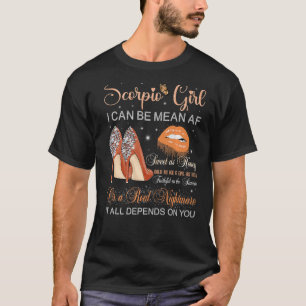 Camiseta Scorpio Girl Birthday High Heels Derrubando Lábios