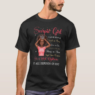 Camiseta Scorpio Girl Black Queen Zodiac Aniversário Afro