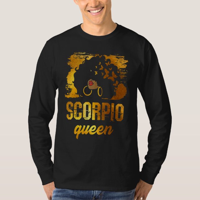 Camiseta Scorpio Queen Afro Nascer Em 23 De Novembro De 22 (Frente)