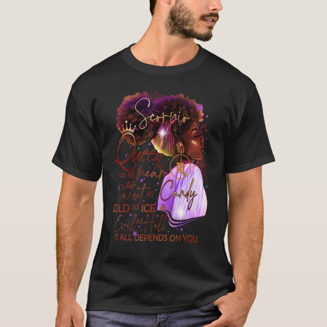 Camiseta Scorpio Queen Sweet Como Doces Aniversário Para Bl (Frente)