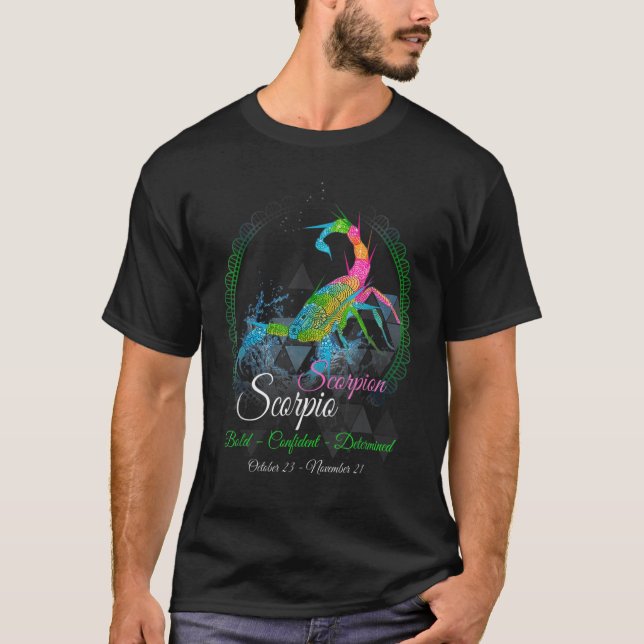 Camiseta Scorpio Retro Sunset - Sinal de Zodíaco Aniversári (Frente)