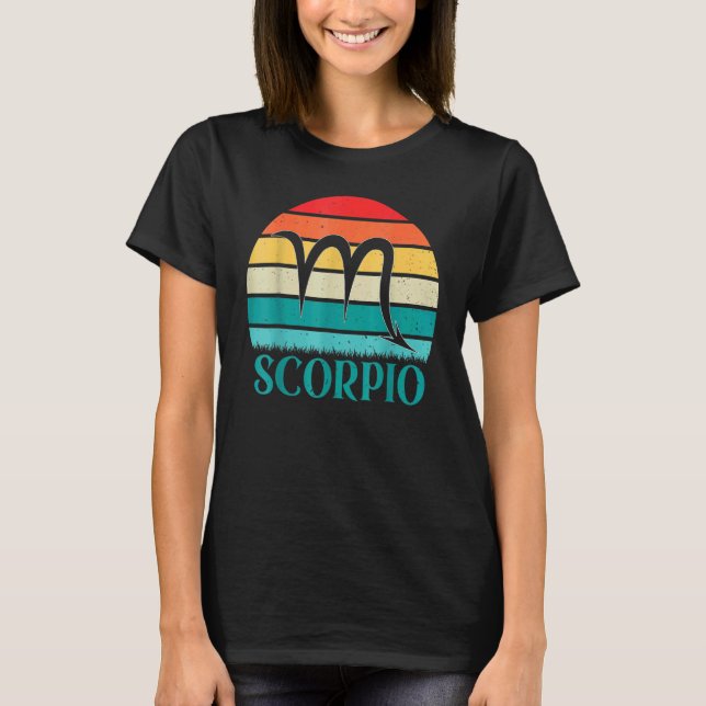 Camiseta Scorpio Retro Sunset - Sinal Zodiodítico Aniversár (Frente)