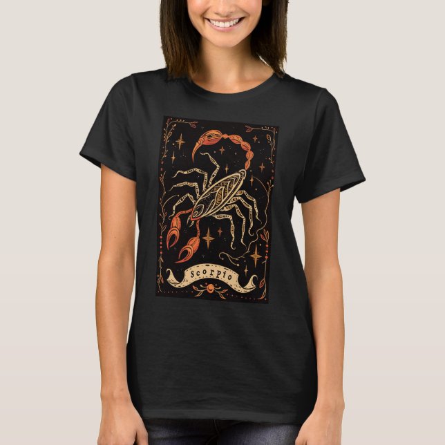 Camiseta Scorpio - T-Shirt Celestial Arte Zodiac (Frente)