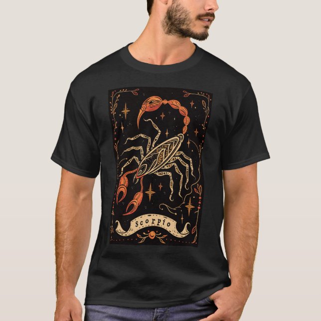 Camiseta Scorpio - T-Shirt Celestial Arte Zodiac (Frente)