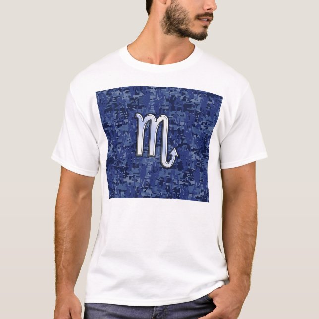 Camiseta Scorpio Zodiac - Símbolo Marinho Azul Camo (Frente)