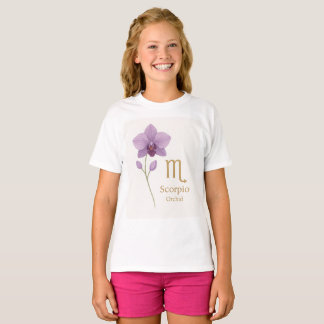 Camiseta Scorpio Zodiac T-Shirt com Flor Orquídeo - Perfeit