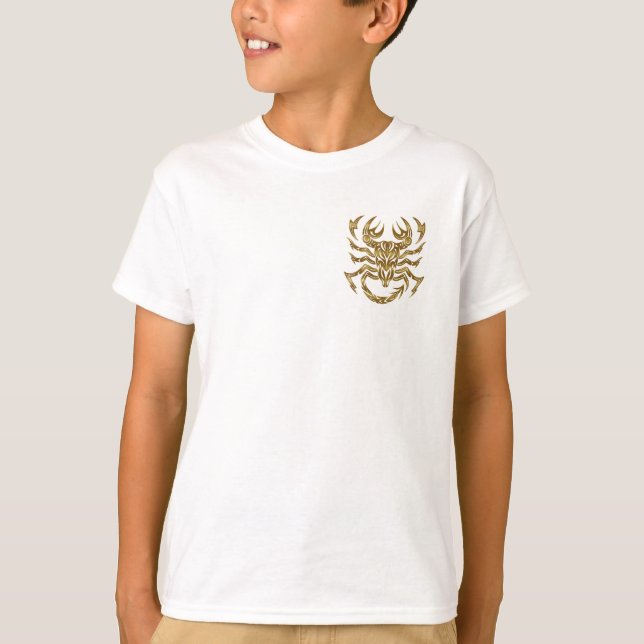 Camiseta Scorpio Zodiac - Tribal Dourado (Frente)